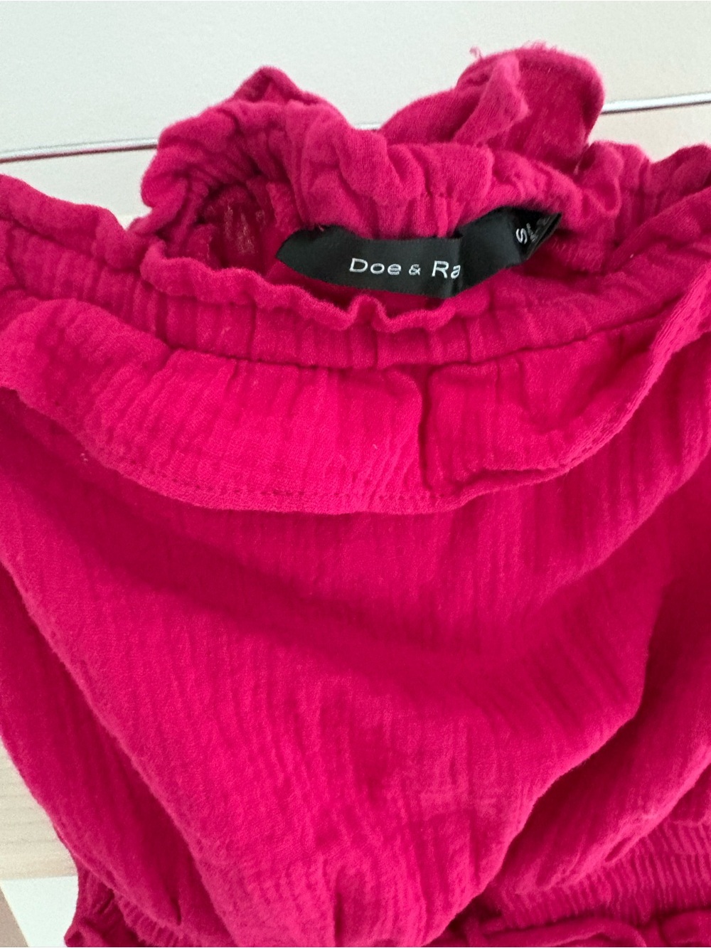 Doe & Rae Hot Pink Strapless Ruffled Romper - Picture 2 of 6
